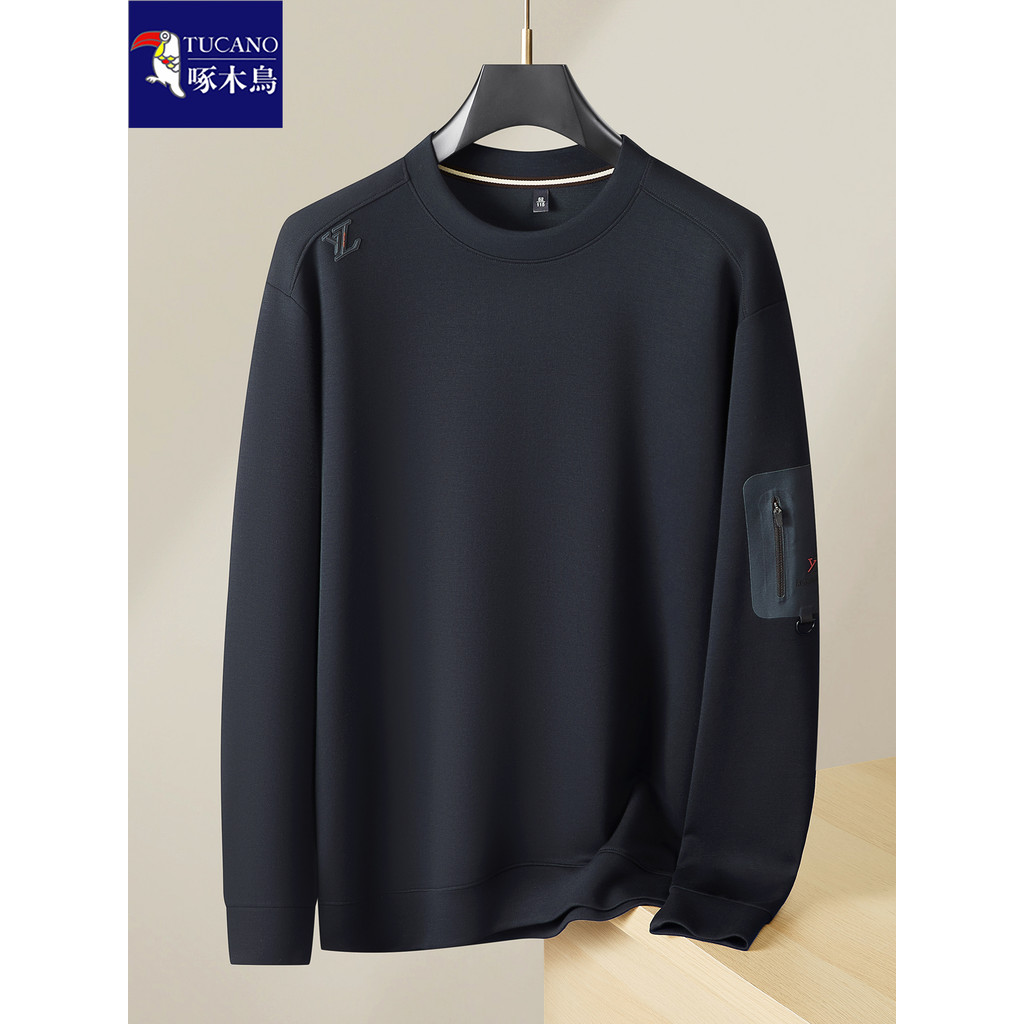 Woodpecker plus Fat plus Size moletom masculino primavera outono estilo fino Casual esportes de manga comprida camiseta 
