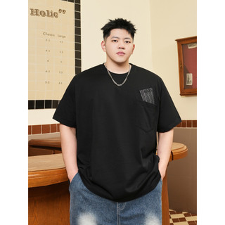 THE PANG Street Wear Plus Size Masculino Verão Gordo Solto Gola Redonda Camiseta de Manga Curta Plus Fat Plus Meia Manga