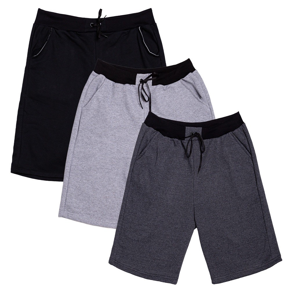 Kit 3 Bermudas Moletom Masculina Casual Básica Com Amarração Shorts Treino Academia Esportes