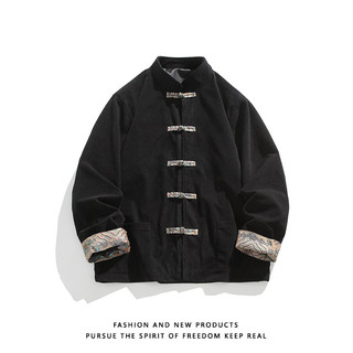 Novo estilo chinês contraste cor paleta fivela jaqueta de veludo masculino primavera outono estilo chinês Retro Tang ter