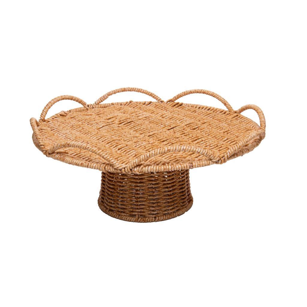Prato para Bolo com Pé Bali 25cm x 25cm x 12.5cm Plástico Lyor para Mesa Posta Cozinha Decoração Sala Jantar Sofisticado