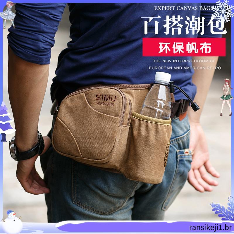 Bolsa de cintura masculina lona lazer esportes ao ar livre correndo Fitness feminino multifuncional moda caixa registrad