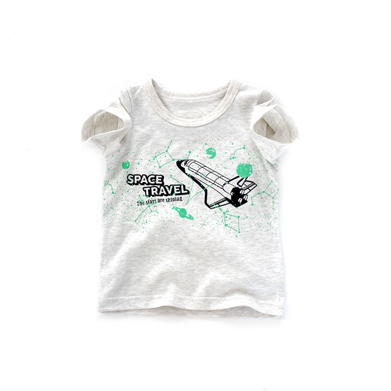 Comércio exterior roupas infantis ordem japonesa novo estilo meninos viagem espacial sonho puro algodão camiseta criança