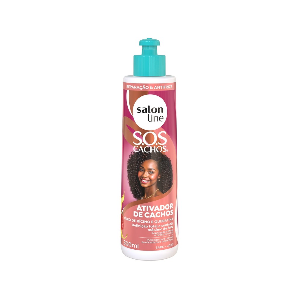 Ativador de Cachos SOS Cachos Rícino e Queratina Salon Line 300ml