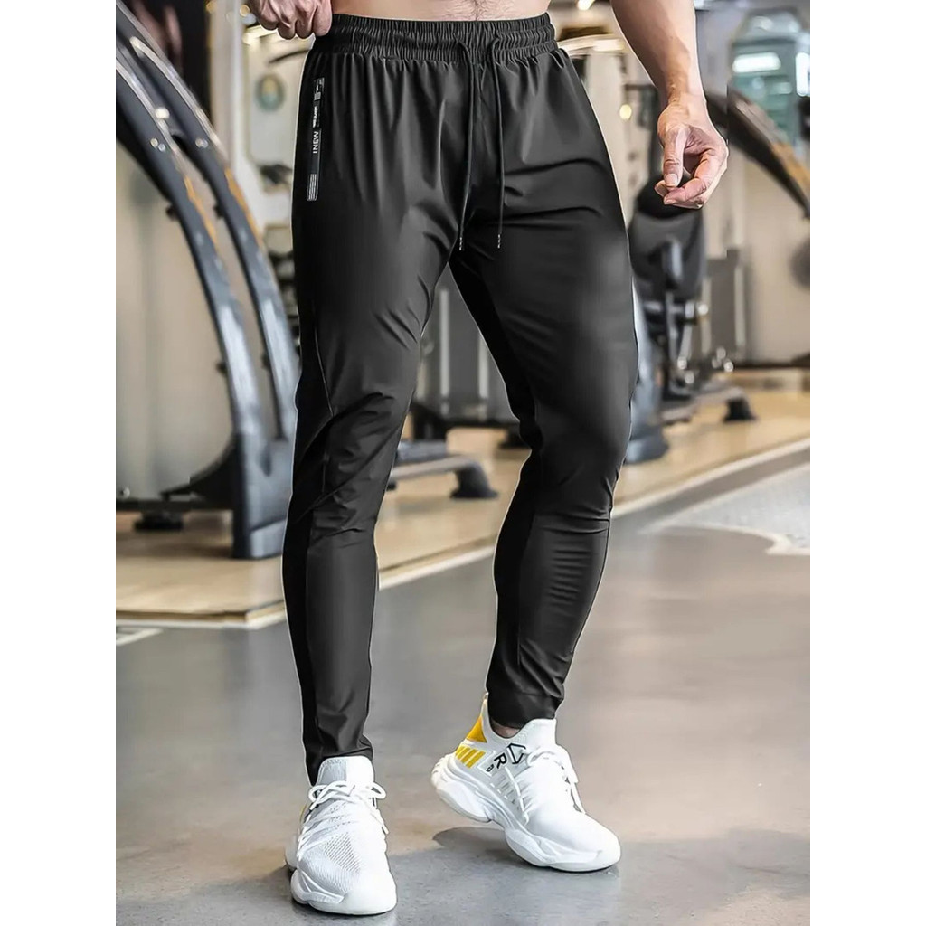 Calça Masculina Poliamida Com Elastano Bolsos Para Academia Esportiva Fitness Slim Fit Jogger Dry Fit Praticar Esportes