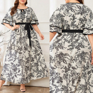 Vestidos De Verão Elegantes Casuais Plus Size Florais Fluidos Evasê