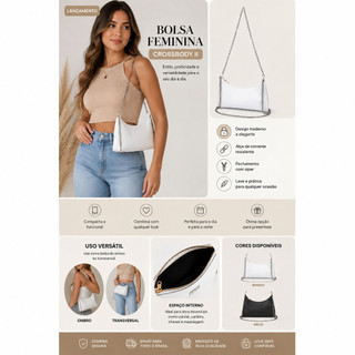 Bolsa Feminina crossbody ll duas corrente ll prática dia dia cabe celular carteira Pronta entrega/Envio Imediato