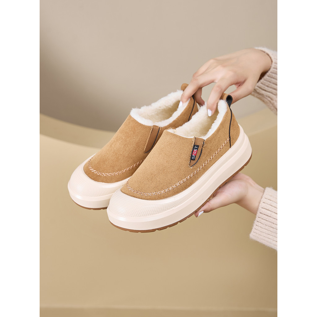 Botas de neve de lã femininas 2025 inverno novo estilo de sola grossa aumentando botas de algodão da moda Baotou antider