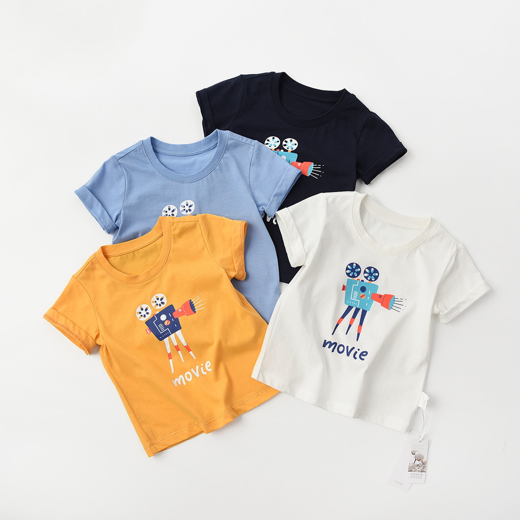 Crianças crianças puro algodão camiseta meninos meninas dos desenhos animados de manga curta topos médio grande camisas 