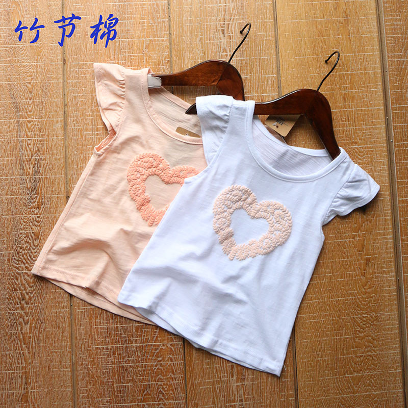 Crianças roupas infantis meninas verão manga curta camiseta versão coreana Slub puro algodão camiseta feminino bebê cole