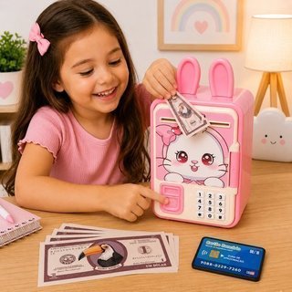 Cofrinho Eletrônico Coelho Infantil com Senha e Impressão Digital  