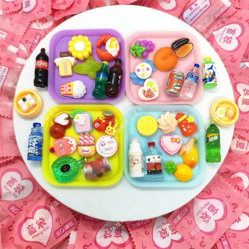 Simulação comida brinquedo mistério saco diy resina Mini comida bebida pequena garrafa de vinho crianças jogar casa brin