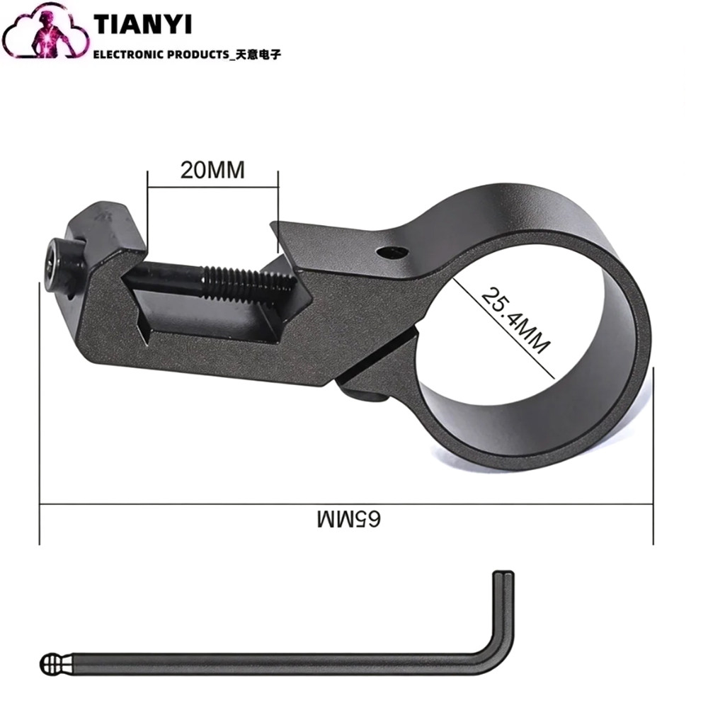 Braçadeira de tubo de espelho óptico de 25.4mm, braçadeira de tubo de pescoço torto, fixação de Metal de 25.4mm, braçade