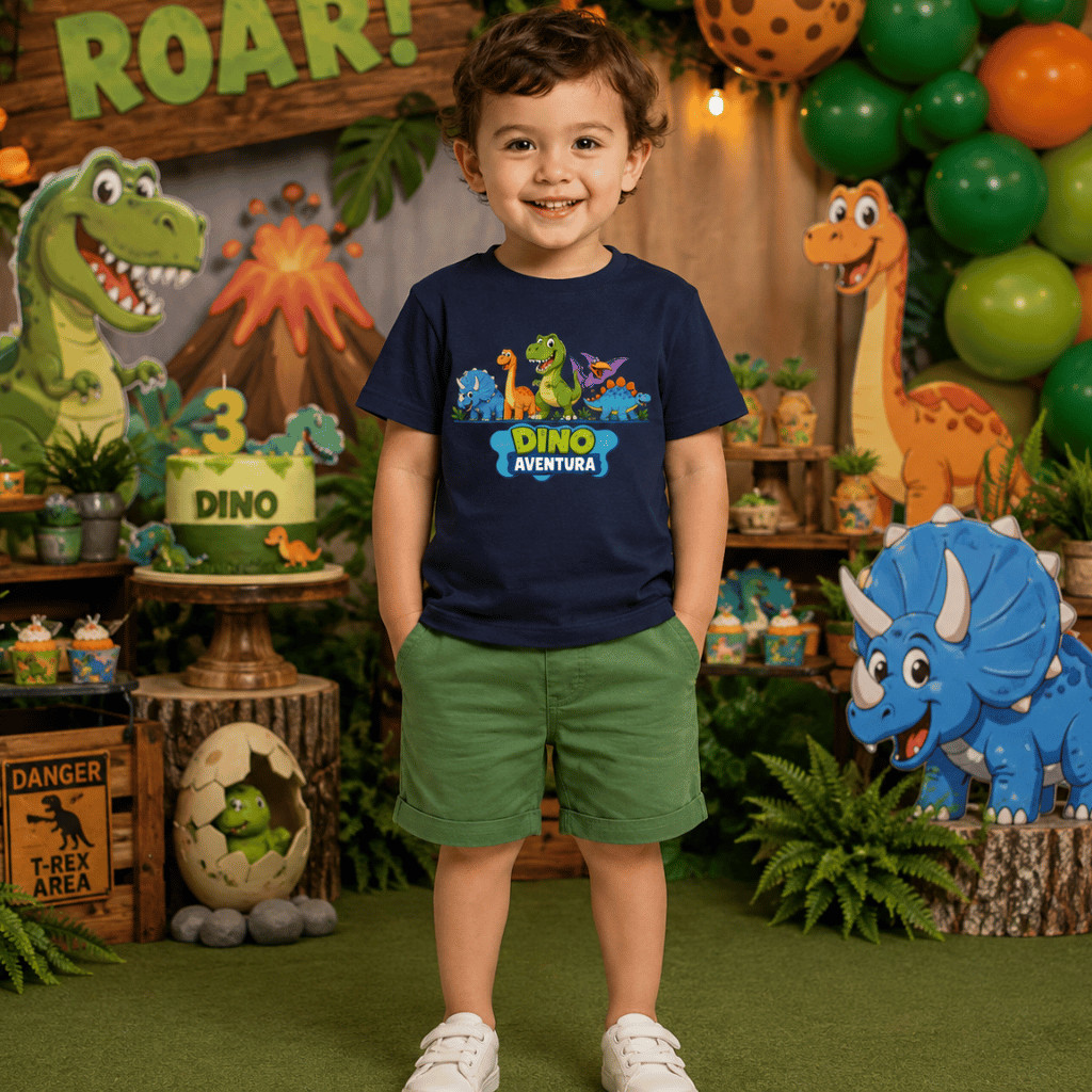 Camiseta Infantil Dinossauro Menino T-Rex Dino 100% Algodão Estampada