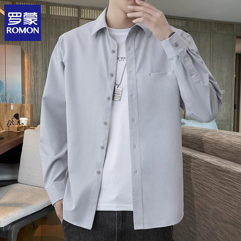 Lomon primavera verão camisa de manga comprida masculina bonito camisa exterior versão coreana na moda primavera verão j