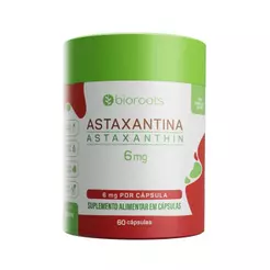 Astaxantina Natural 6mg Vegana Sem Glúten 60 Cápsulas Bioroots