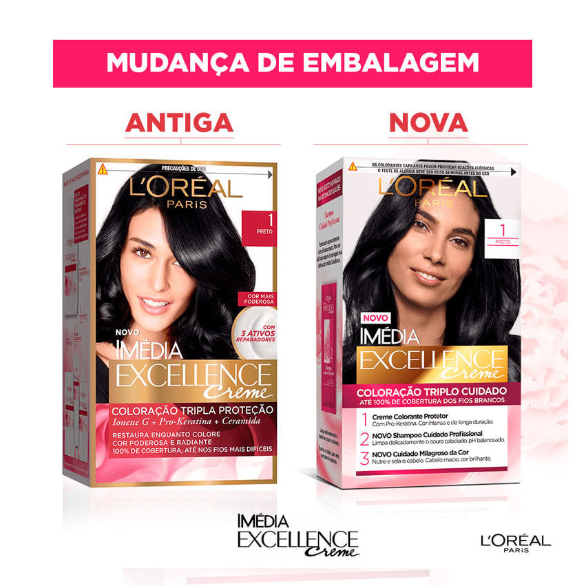 Kit Tintura Imédia Excellence L'Oréal Preto 1 · foto 2