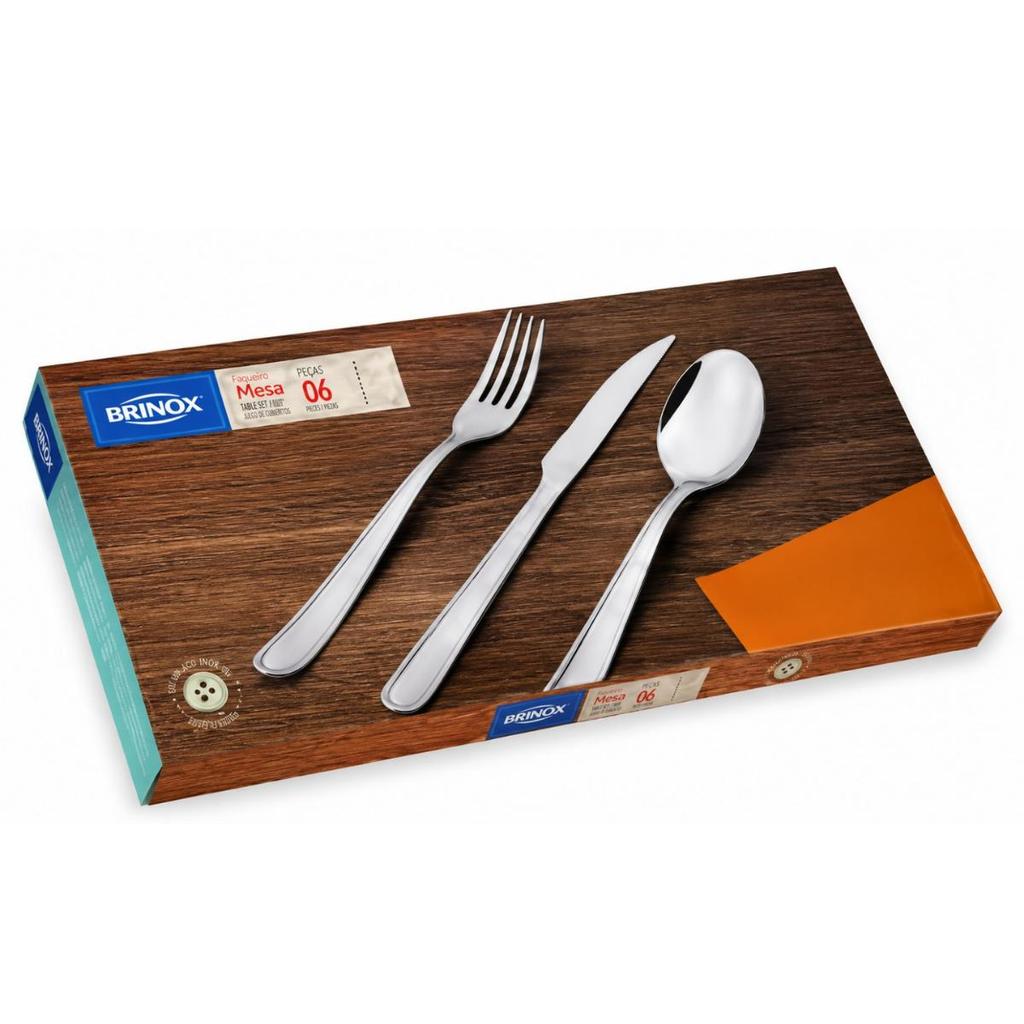 Faqueiro Brinox Módena Inox 24 Peças 6 Pessoas