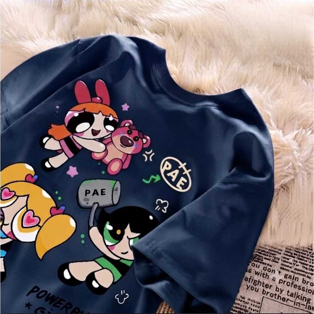 1. Camiseta Unissex 100% Algodão Estampa Personagens Cartoon Coloridos Camiseta Oversized Divertida Confortável  >