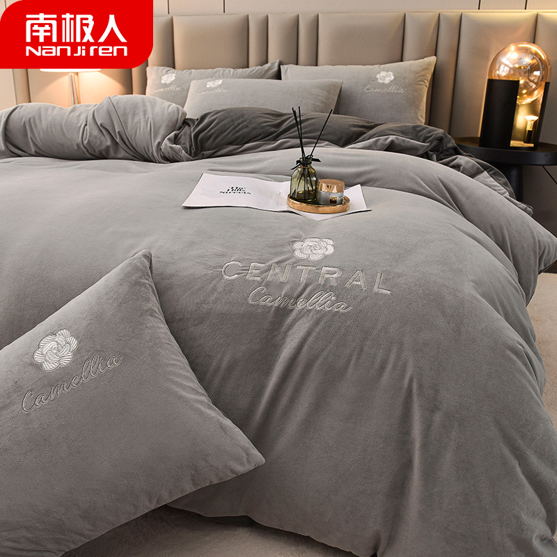 Cama de lã de leite conjunto de quatro peças inverno Coral velo colcha capa flanela lençol colcha dormitório conjunto de