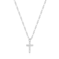 Colar Feminino de Prata 925 Coffe com Cruz Cravejada