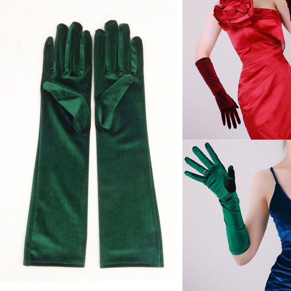 Luvas Longas , De Veludo Preto/Branco/Vermelho Vinho Azul Real , Acessórios Para Vestido De Noite