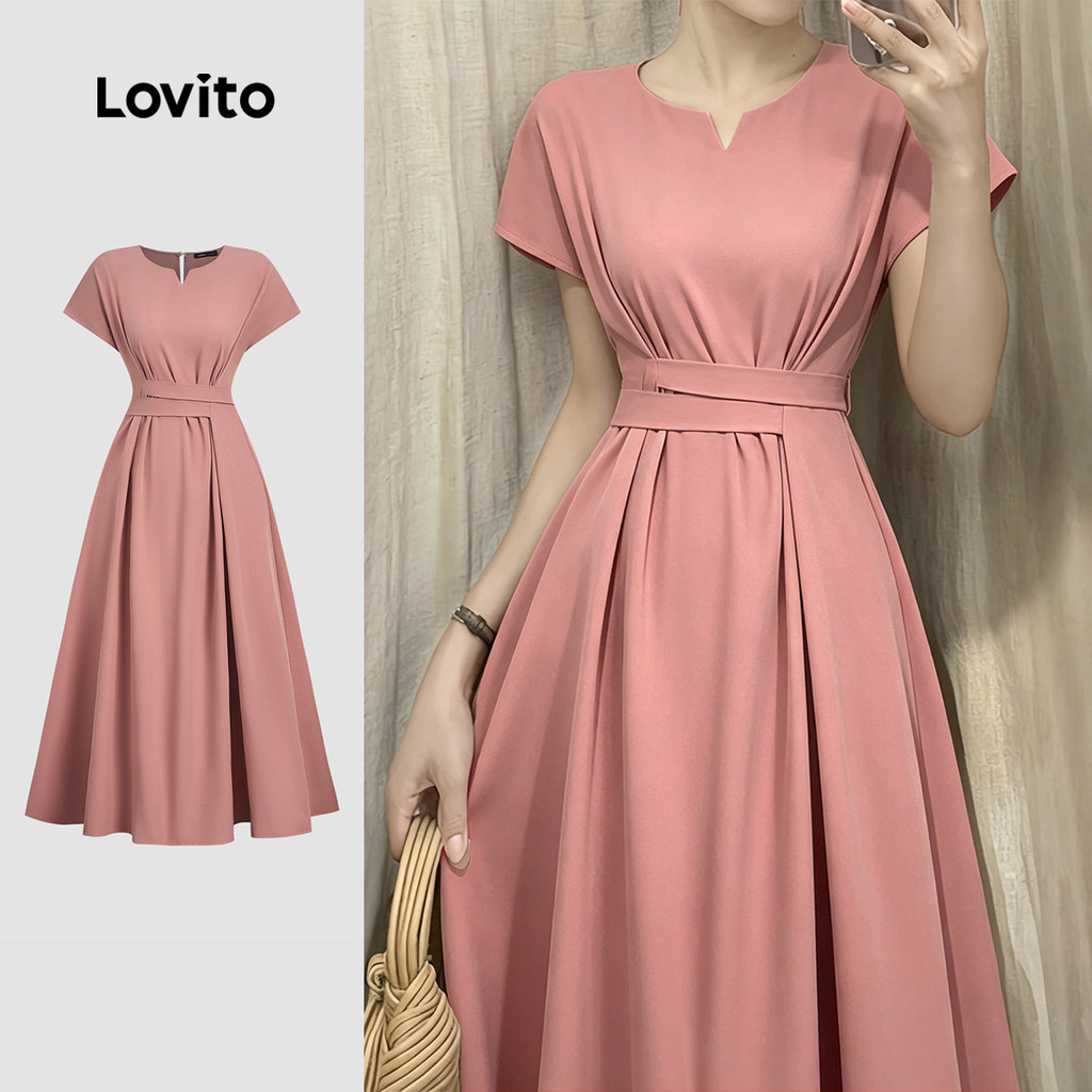 Lovito Elegante Laço Nas Costas Simples Confortável e Estiloso Cinzarosa L199ED013