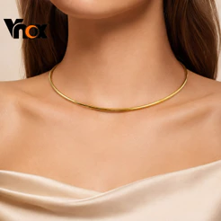Vnox Ouro Aço Inoxidável Gargantilha Colar Para Mulheres Minimalista Corrente Delicada Festa Jóias Presente