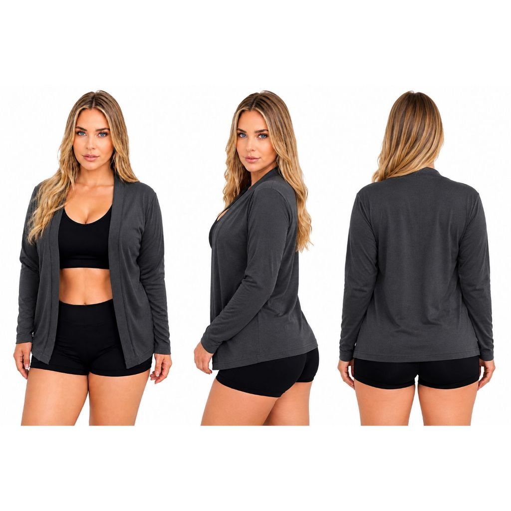 Cardigan Fitness Casaquinho Feminino  Proteção UV+ Secagem Rápida  Academia e Caminhada Sem Ziper