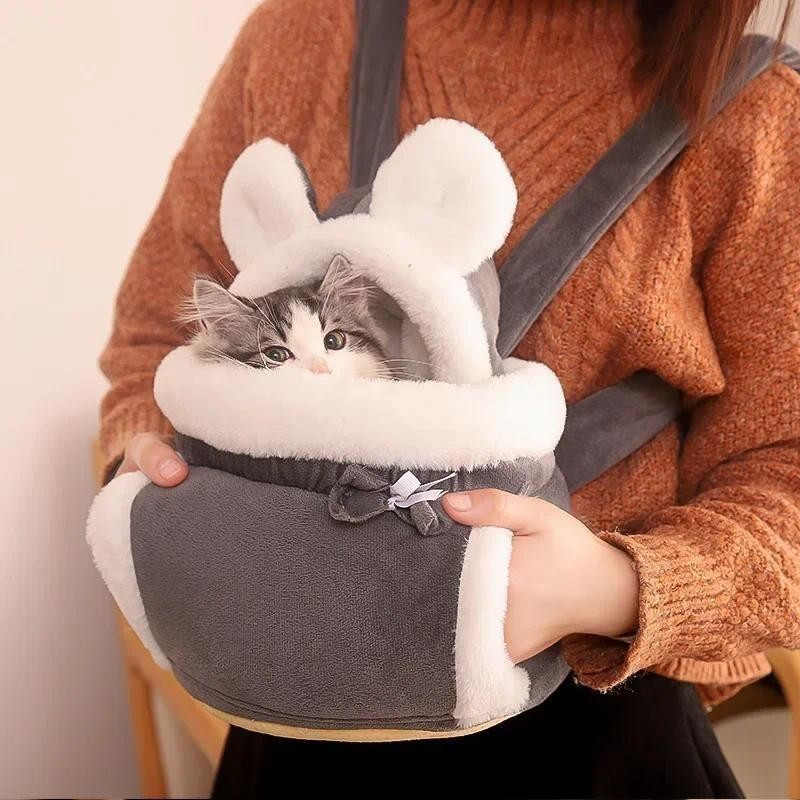 Bolsa Térmica para Transporte de Animais de Estimação, para Gatos e Cães Pequenos, Mochila de Pelúcia para o Inverno, Ga