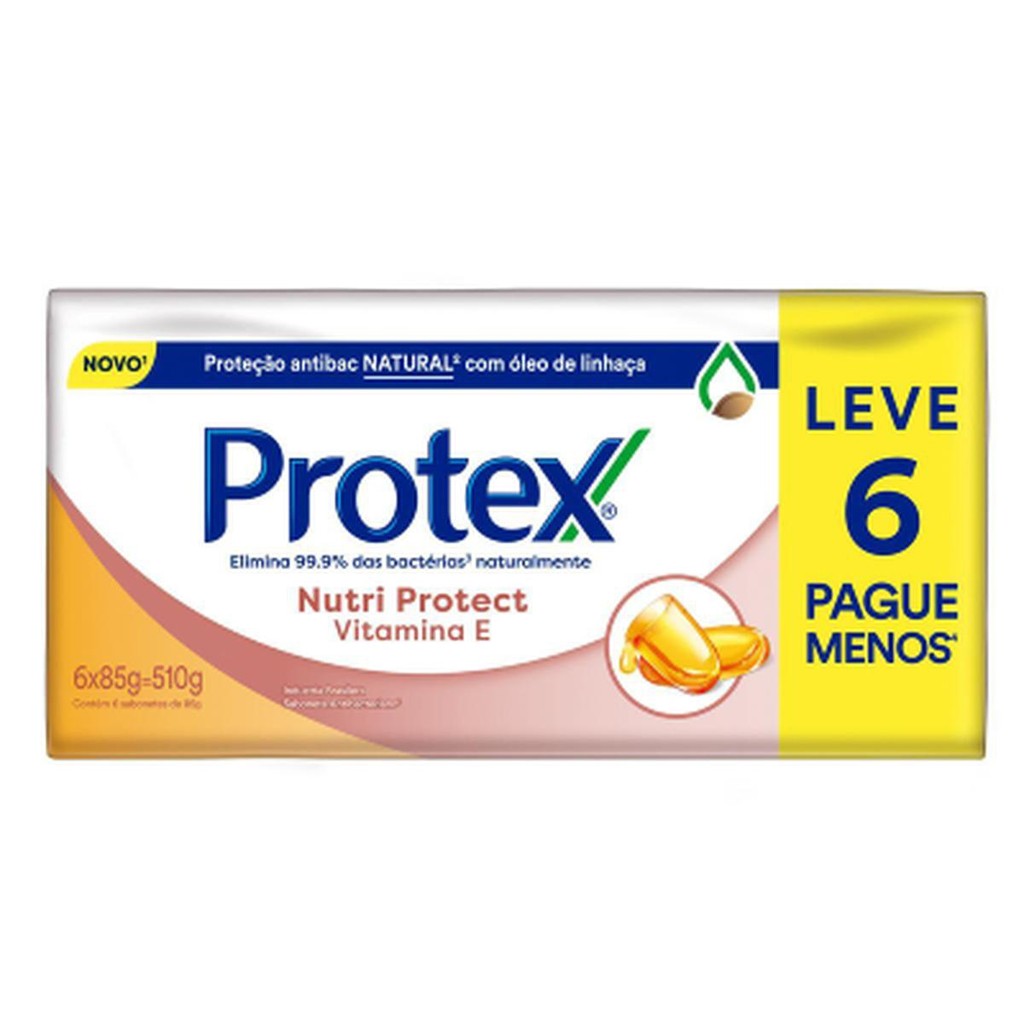 Sabonete Em Barra Protex Nutri Protect Vitamina E 85g 6 Unidades