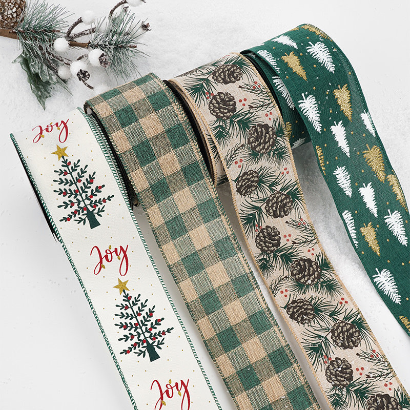 6.3cm de largura natal impresso fita de natal presente fita diy atmosfera do feriado decoração da árvore de natal fita d