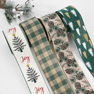 6.3cm de largura natal impresso fita de natal presente fita diy atmosfera do feriado decoração da árvore de natal fita d