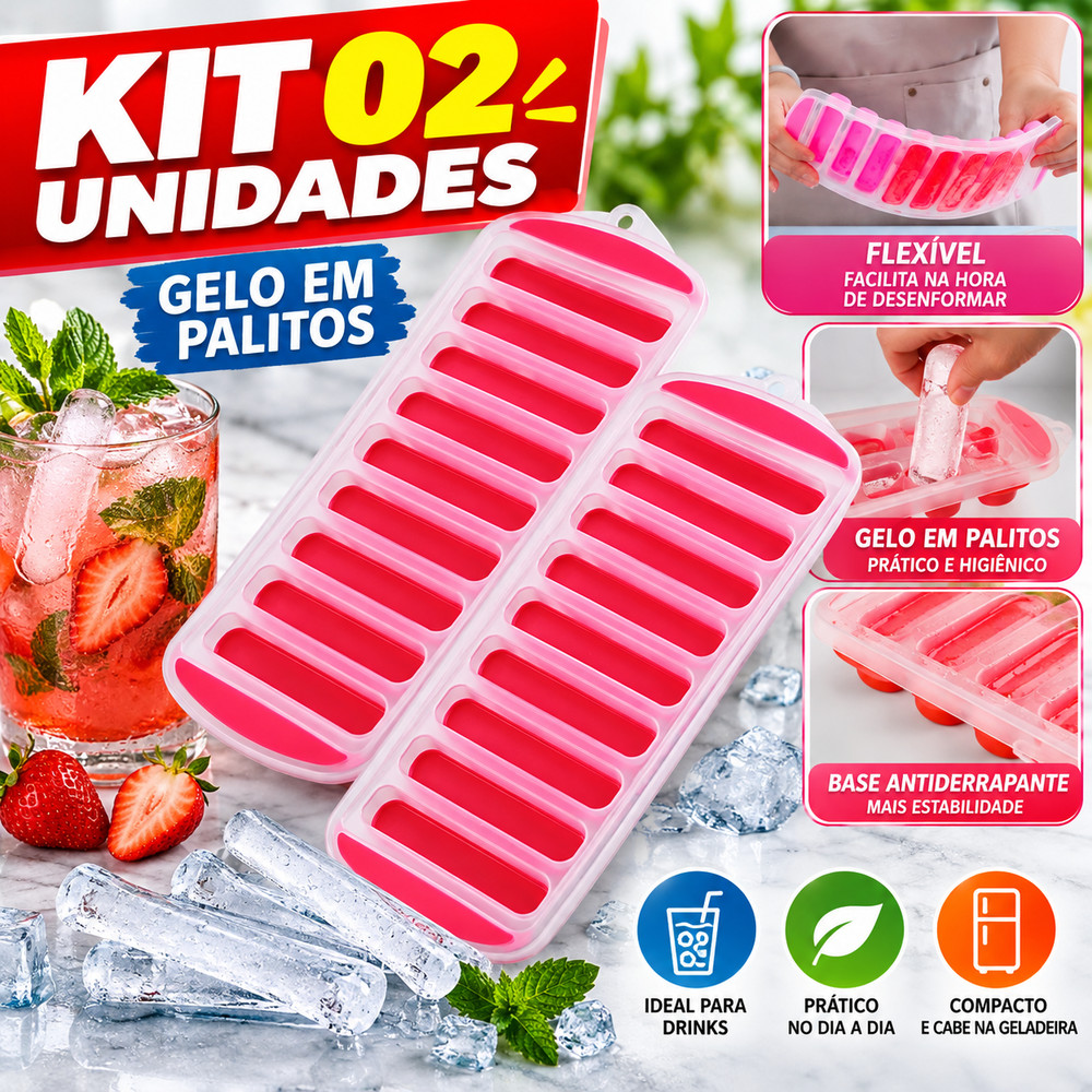 Formas de Gelo Palito Para Garrafas Bebidas Forma de Silicone Prática e Flexível