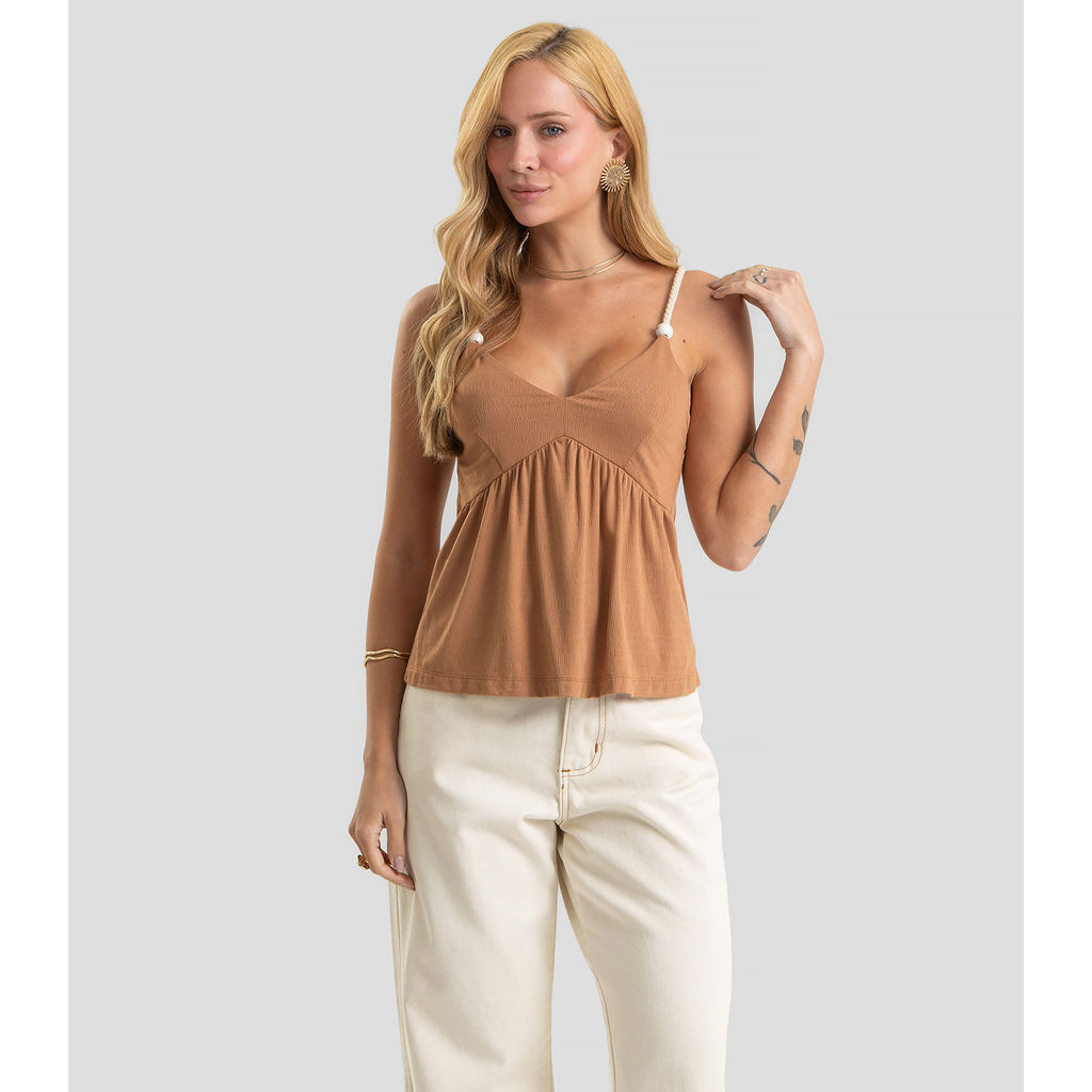 Blusa De Alça Feminina Em Tecido Visco Dianna Marrom