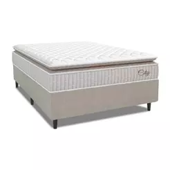 Cama Box Colchão Casal King Molas Ensacadas City Pillow Top 193x203x61cm Bege / Branco Hellen
