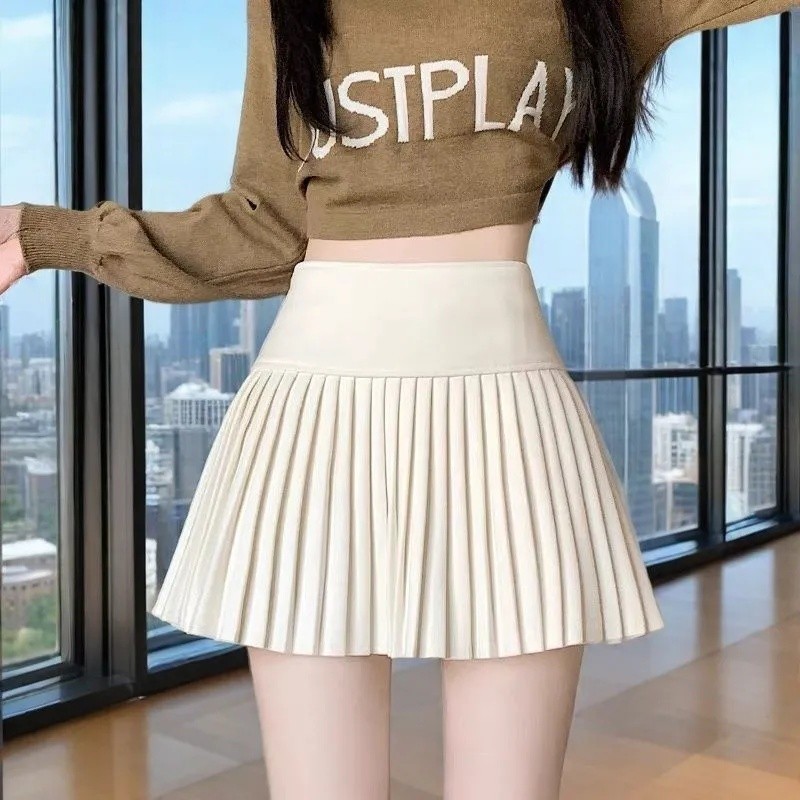 Saia de lã outono inverno plissado saia plissada Preppy saia plissada Anti-reflexo novo estilo mais magro olhar pequeno