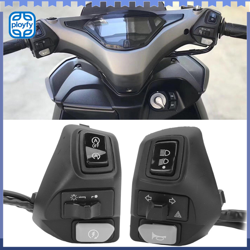 Ployfy-br Interruptor para guidão de motocicleta Fydun 2 peças botão de buzina baixa controle de farol para AEROX Nmax