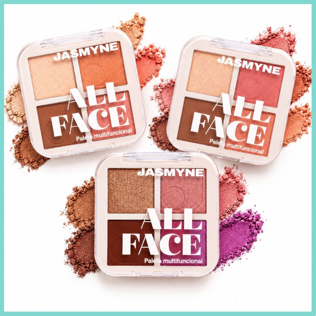 Paleta Multifuncional Jasmyne All Face Blush Iluminador Contorno 4 Cores J0156