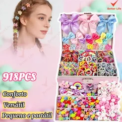 Kit de Adereços para Crianças 918PCS Elásticos Borboletas Fitas Decorativas para Cabelo--BT