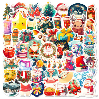 Decoração de natal Must-Have Santa Elk adesivos 50 peças dos desenhos animados Graffiti pequeno pingente férias vestir-s