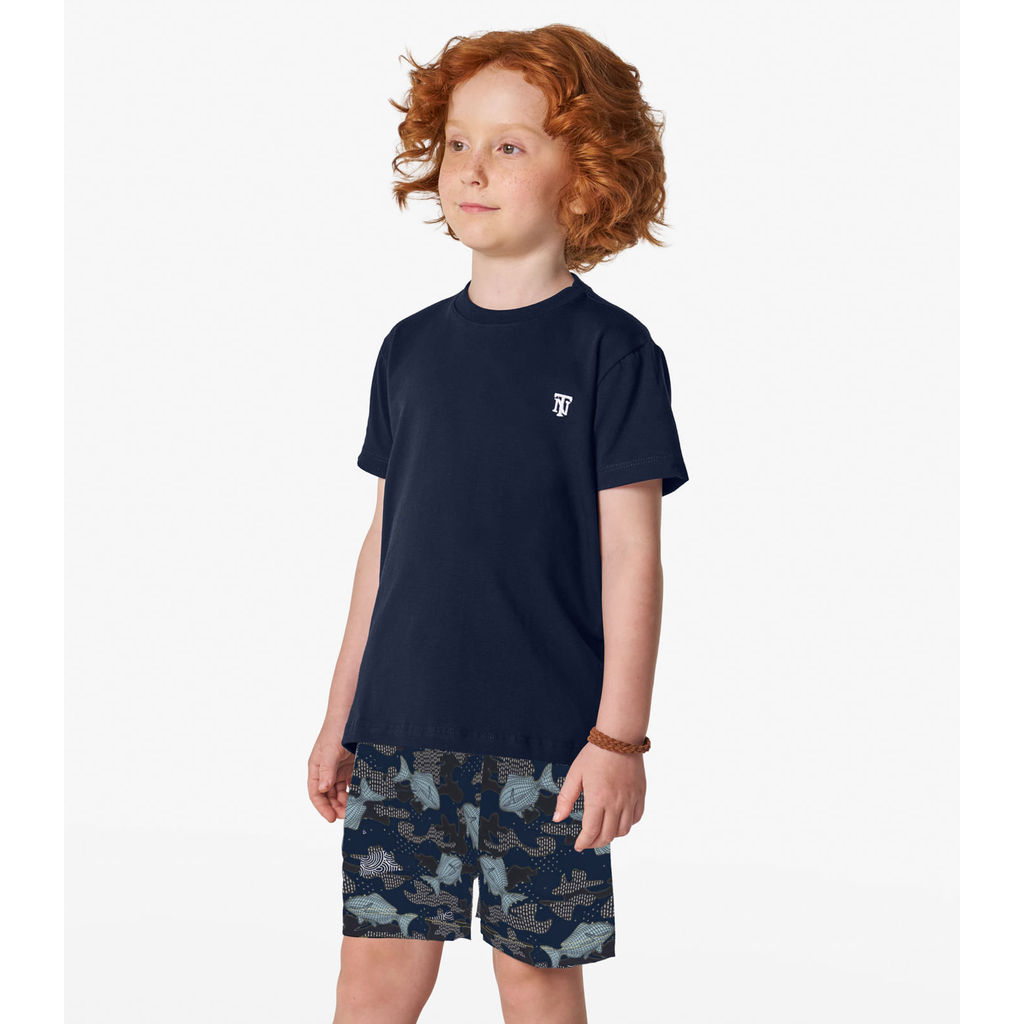 Bermuda Infantil Estampa De Peixes Trick Nick Azul