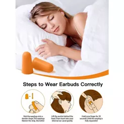 Protetores auriculares de espuma, redução de ruído de 32 dB, protetores auriculares para dormir, anti-ronco, para viagen