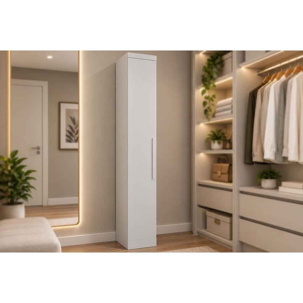 Módulo de Quarto Casal Guarda Roupa Rizon c/ 1 Porta Branco - Novo Horizonte