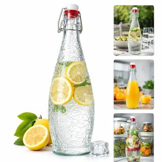 Garrafa De Vidro 950ml Tampa Hermética Licoreira Whisky Cachaça Vinho Água Suco Vintage Decorativa Reutilizável