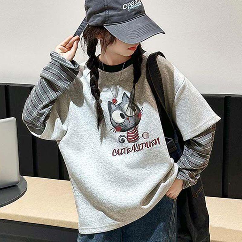 Meninas camiseta de manga comprida primavera outono médio grande crianças estilo coreano Bottoming crianças meninas solt