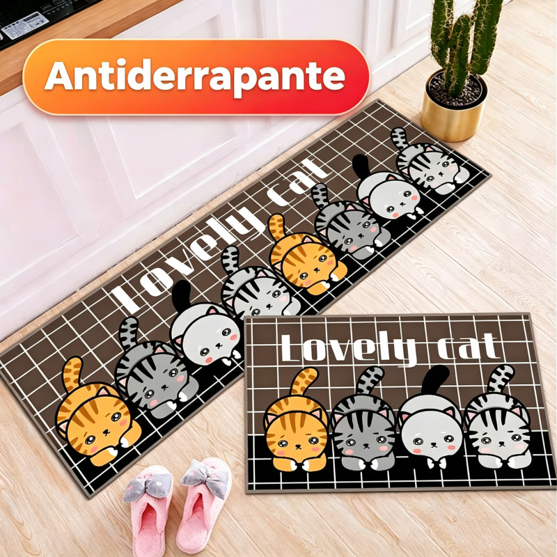 Kit 2 Tapetes Passadeira Cozinha Antiderrapante Base Emborrachada Lavável Fácil de Limpar Decoração Para Cozinha Pia