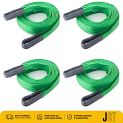 Kit 4 Cintas De Elevação De Carga 2 Toneladas 5 Metros Verde JST Poliéster