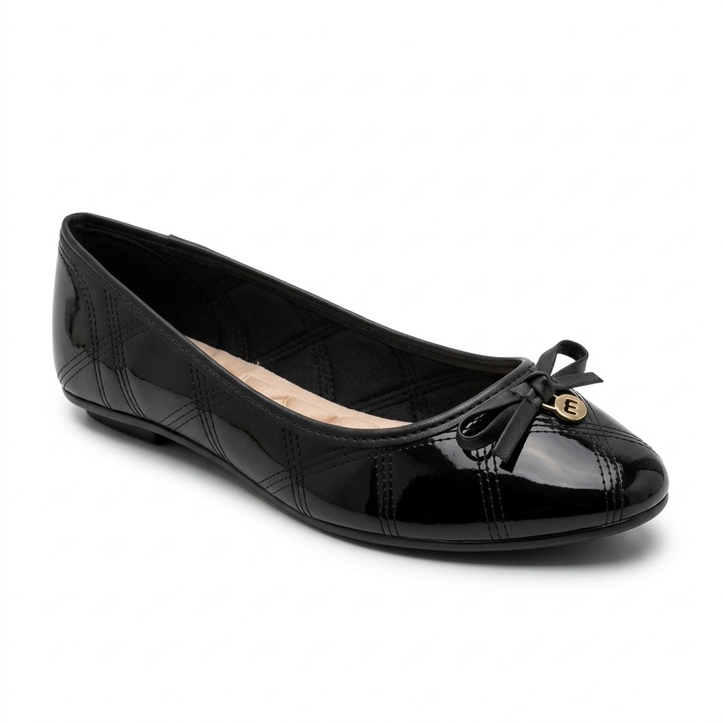Sapatilha Feminina Moleca Verniz Preto Estilo Moderno