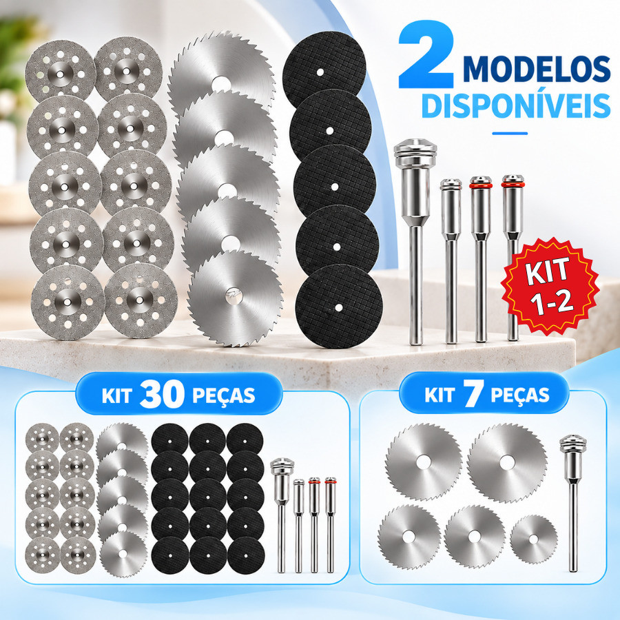Adaptador Disco de Corte Kit Serra HSS ou Kit Diamantado para Micro Retífica